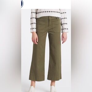 Sanctuary The Marine Crop Standard Ride Wide Leg Olive Green Trousers